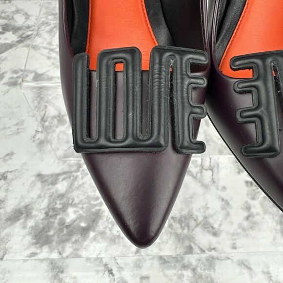 KENZO Womens LOVE Pump Heels Size 38 / 7.5 Deep Wine Maroon Black Love - Picture 3 of 8